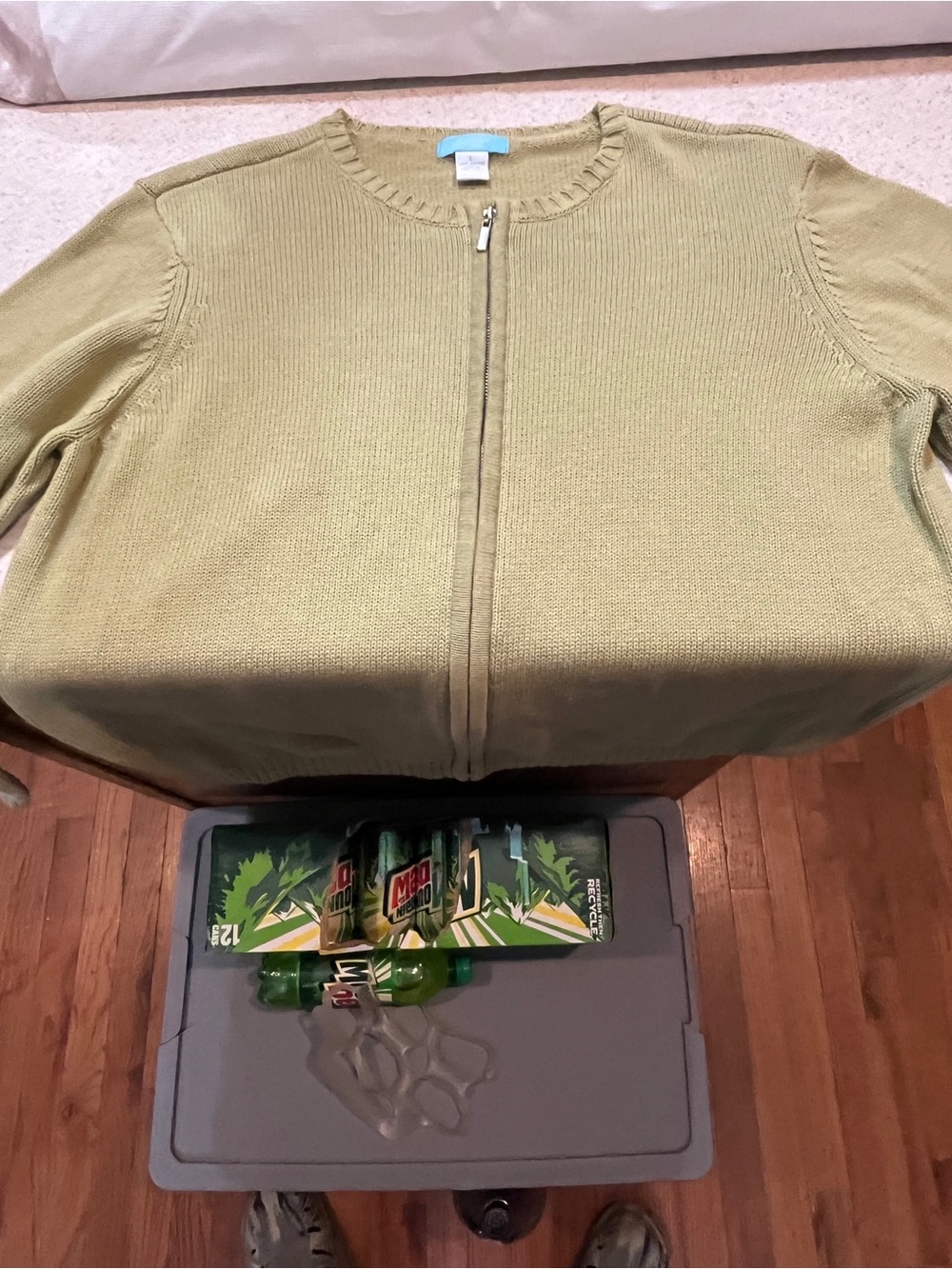 Jennifer Moore Olive Green Zip-Front Knit Jacket for Kids